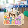 Giantbighands Teacher Pencil Holder Custom Name Desk Organizer Wooden Pencil Cup Teacher Appreciation Gift End of Year Back to School Gift (S4)
