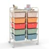 Giantex 10 Drawers Rolling Cart, Classroom Organizers, Storage Cart with Wheels, for Teacher Office Home School Supplies Tool Craft Art Paper, Multicolor