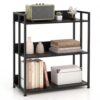 Giantex 3-Tier Industrial Bookshelf, Metal Small Bookcase, Black