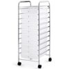 GiantexUK 10/20 Drawers Rolling Trolley, Multipurpose Utility Storage Organizer Cart with Wheels, Home Office Hairdressing Salon Shelving Organizer Unit (10 Drawers, Transparent)