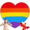Giant Heart Fidget Toys,19.3 Inch Large Big Sensory Fidgets Rainbow Jumbo Push Bubble Squeeze Toy for Autism Anxiety Stress Relief Huge Classroom Tool Gifts for Kids Toddlers Girl Boy Adults