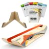 GIBBON SlackBoard Balance Board Bundle - Gift for Kids & Adults - Slackline Balance Trainer with Storage Stand and 52 Exercise Cards (6 Workout Programs) - 1 & 2 Line Options