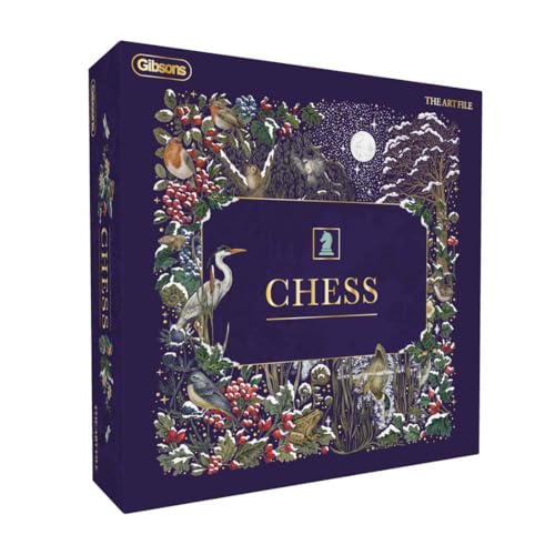 Gibsons The Art File Chess Set – Luxury Wooden Strategy Board Game in Purple & Mint – 2 Players, Ages 8+ – Classic Travel Chess with Peg Pieces – Premium Gift for Kids & Adults