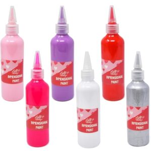 Gift Boutique Dimensional Puff Paint Set for Valentine’s Day, 6 Acrylic Colors with Fine Tips for 3D Crafts, Fabric & Decor