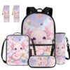 GIFTPUZZ 5-Piece Axolotl Backpack for Girls 8-10 with Lunch Box Water Bottle Sleeve Lightweight Preschool Backpacks for Girls Set 14" Padded Laptop Pocket