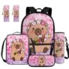 GIFTPUZZ 5 Piece Set Capybara Toddler Backpack for Girls with Lunch Box Water Bottle Sleeve 14" Padded Laptop Pocket Girls Backpacks Ages 4-6 Ergonomic