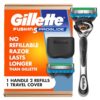 Gillette Fusion5 Men's 5-Blade Razor, 1 Razor Handle, 2 Blade Refills, with Travel Cover