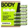 Gillette Labs Body + Intimate Razor Blades for Men, Anti-ingrown bar, 10 Blade Refills