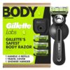 Gillette Labs Body + Intimate Razor For Men, Handle + 4 Blade Refills, Travel Cover