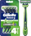 Gillette Sensor3 Sensitive Men's Disposable Razor, 4 Razors (Pack of 12)