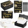 Gilprop 112 Pcs Celebration of Life Memory Cards Set Share a Memory Cards with Box 2 Wood Sign with 4 Hold and 5 Pens, Sympathy Memorial Gifts Funeral Keepsake Decorations(Forget Me Not Flower)