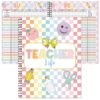 Gilprop 2026-2027 Pastel Checkerboard Teacher Record Book 8.5" x 11" Pattern Teacher Class Grade Book Spiral Bound Record Double Sided Color Printing Office Supplies Favors Gift for Classroom School