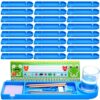 Gilprop 24 Pcs Classroom Desk Name Plates Holders for Student, Self Adhesive & Removable Index Cards Name Tags Stands with Pencil Trays Water Bottle Holder Desktop Organizer for School Classroom