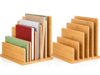 Gilprop 2 Pack 5 Slots Bamboo File Organizer, 7.9 × 7.78 × 9.5 Inches Desk Mail Organizer Countertop, Paper Letter Envelope Sorter Holder for Home Office Document Storage