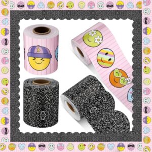 Gilprop 2 Pcs 100 ft Composition Notebook Happy Face Bulletin Board Borders Back to School Classroom Decoration, Smile Scalloped Trim, Preschool Kindergarten Office Teacher Suppy Party Wall Decor