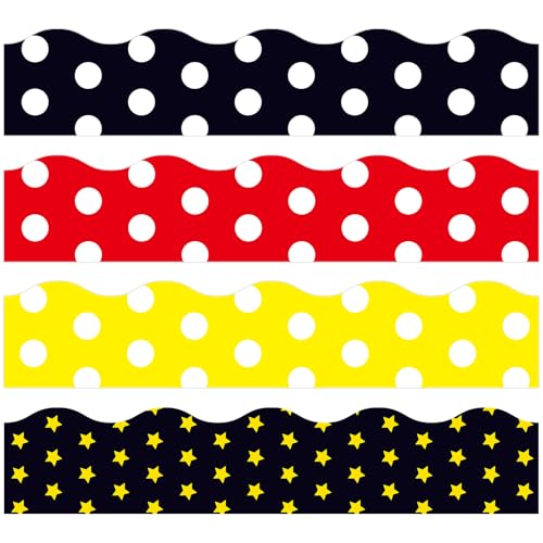 Gilprop 80 Pcs 91.8 ft Cartoon Mouse Classroom Bulletin Board Borders Bulletin Board Trim Self Adhesive Scalloped Borders Decorations Stickers for Office School Blackboard Chalkboard Desk