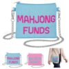 Gilprop Handmade Beaded Mahjong Coin Bag with Zipper Chain Crossbody Purse Canvas 5.5 x 4.7 in Mahjong Purse with Colorful Beads for Dice Coin Board Party Travel Ideal Gift for Mahjongs Lovers (Blue)