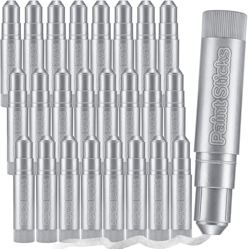 Gilprop Solid Tempera Paint Sticks Washable Quick Drying Paint Sticks Bulk No Mess Crayons for Painting Canvas Posters Arts Project Gifts (24 Pcs,Silver)