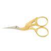 Gingher 3.5" Stork Embroidery Scissors for Snips on Thread & Fabric, Gold