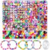 Gionlion 1200 Pcs Polymer Clay Beads Bracelet Making Kit, 25 Style Animal Fruit Flower Butterfly Bunny Pony Letter Beads Charms for Jewelry Making, DIY Art and Crafts Toys Gifts