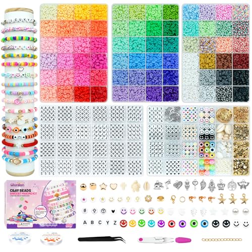 Gionlion Clay Beads Friendship Bracelet Making Kit, 72 Colors Preppy Clay A-Z Letter Number Beads & Charms Complete Jewelry Making Kit DIY Crafts Gift for Teen Girls