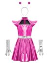 Girls Flying Sleeve Twirl Swing Dresses Holiday Event Hot Pink 12 Years