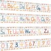 gisgfim 12 Pieces Alphabet Bulletin Board Strips Set Boho Rainbow Alphabet Line ABC Alphabet Banner & Number Border Posters for Preschool Kindergarten Classroom Playroom Bedroom (Boho)