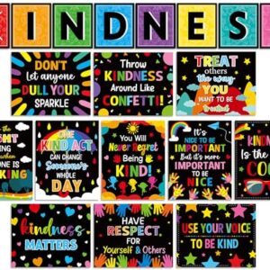 gisgfim 19Pcs Classroom Kindness Posters Growth Mindset Kindness Bulletin Board Empathy Inspirational Classroom Decorations for Preschool Elementary Middle School Learning Wall Art Decor
