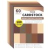 gisgfim 60 Sheets Colored Cardstock 8.5 X 11 Solid Dyed Core Brown Construction Paper Cardstock 5 Assorted Colors Card Stock Printer Scrapbook Paper 65lb/180gsm for Embossing Printing DIY Craft Arts