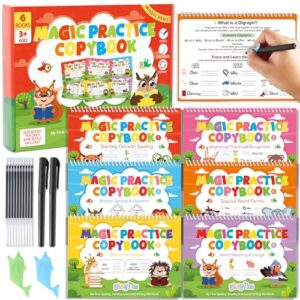 gisgfim 6 Elementary Reading and Spelling Phonics Decodable Books for Dyslexia Reading Skill Magic Practice Copybook Learn to Read Handwriting Workbook CVC Word Phonics Game for Homeschool Classroom