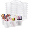 gisgfim 6 Pack Classroom Caddy with Handle Plastic Storage Caddy Organizer with 6 Compartments Drink Cup Caddies Holder Portable Storage Bin form Pen, Home, Office, School Supplies(Clear)