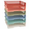 gisgfim 6 Pack Plastic Turn in Paper Trays for Classroom Boho Storage Bin Basket Organizers for School Teacher Supplies Classroom Office Home Organization Storage Tray Holds 4A Paper File Document