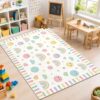 gisgfim Classroom Rugs Elementary 5x7.6ft Classroom Seating Rug Large Preschool Carpet Pastel Happy Face Playroom Rug Seating Decor Carpet for Students Teaching Playroom Elementary(Pastel)
