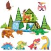 Givzan Magnetic Tiles Animals & Dinosaurs Toys, STEM Educational Building Blocks, Sensory Set 35 PCS for Toddlers Kids Ages 3-5 5-7, Boys Girls Birthday Gift Age 3+