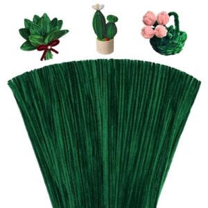 Giwrmu 100 Pcs Pipe Cleaners Chenille Stem, Dark Green Pipe Cleaners Craft