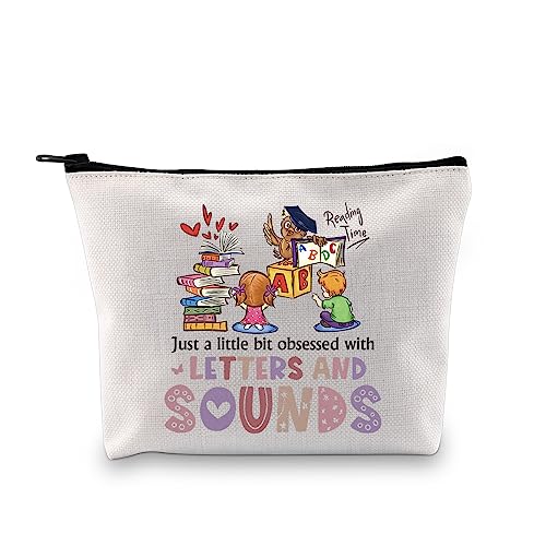 GJTIM Reading Coach Teacher Interventionist Specialist Literacy Gift Phonics Gift Zipper Pouch Makeup Bag (Letters and Sounds Bag)