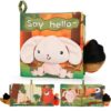 GKDOMS Soft Crinkle Baby Book, Touch and Feel Cloth Book Infant Early Sensory Learning Toy with Non-Toxic Fabrics, Baby Shower, Thank You Gifts for Newborn Boys and Girls 0-6-12 Months(Forest)