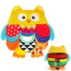 GKDOMS Vibrant Sensory Owl Plush Stuffed Animal Baby Toy Tummy Time Multi-Textured Squeaking & Crinkling Learning Toy for Busy Hands Babies 0-36Months, Baby Shower 1st Birthday Gifts