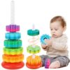 GKKBSJ Baby Spinning Stacking Toys for Toddlers 1-3, Spinner Ring Stacker, Montessori Toys for Babies 6-12-18 Months, Autism Sensory Learning Toy, 1 2 3 Year Old Girl or Boy Christmas Birthday Gifts