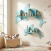 GLACER Floating Shelves for Wall, 2 Pack Kids Corner Bookshelf (Dolphin)
