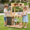 GLACER Kids Mud Kitchen, Fir Wood Outdoor Play Kitchen with Faucet