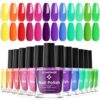 Glamonade Rainbow Bright Nail Lacquer Set, Air Quick Dry Fingernail Varnish Kit, Long Lasting Gloss DIY Home Manicure Gift for Women & Teen Girls