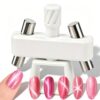 Glass Bead Nail Magnetic Tool, Automatic Rotating Cat Eye Magnet for Nails, 360° Magnetic Nail Art Tool for Cat Eye Gel Polish, Adjustable Holder for Glass Bead，white