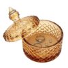 Glass Jewelry Box, Crystal Candy Dish with Lid, Ring Box, Small Trinket Dish, Jewelry Organizer Dish with Lid, Decorative Jewelry Bowls for Home Decor, Birthday Gifts for Women (Diamond-amber)