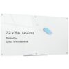 Glass Whiteboard Magnetic Dry Erase Board 6' x 3', Large Frameless Glass White Board for Wall, White Surface.