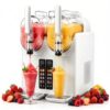 GLBMXDD Double Tank Slush Machine, 7 in 1 Slush Machine 2x2L White