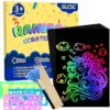 GLCSC 60 Pcs Scratch Art for Kids, Rainbow Scratch Paper, Black Magic Scratch Off Craft Set for 3 4 5 6 7 8 9 10 Years Old Girls and Boys Kids, Party Games Christmas Birthday Easter Gifts
