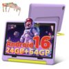 Gleeso Android 16 Kids Tablet 10.1 Inch for Toddler, 24GB RAM 64GB ROM 1TB Expand, 6000mAh Battery, Parental Control, UKIDOZ Kids Space, Widevine L1, BT5.4, Dual Camera Tablet with Case-Purple
