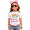GLIGLITTR Pre-K Here I Come Preschool Shirt for Girls First Day of Prek School Tshirt Cute Rainbow Outfits Back to School Tee(White,4T)