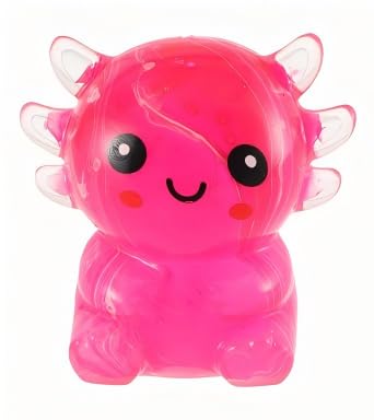 Glitter Axolotls Squishies Toy,Cute Malt Sugar Axolotl Toy Fidget Toys,Swirl Stress Balls for Kids Adults Squishies Stress Relief,Fidgets for Birthday, Christmas, Office, Stocking Stuffer Gift